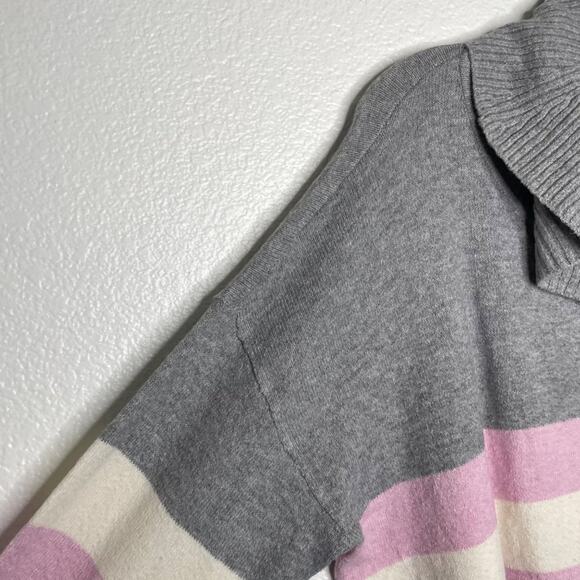 Marled Reunited Clothing Womens Sweater Size XL Cowl Neck Gray Striped Pullover - Picture 11 of 16